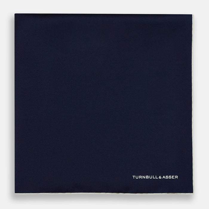 Dark Blue Piped Silk Pocket Square Image 2
