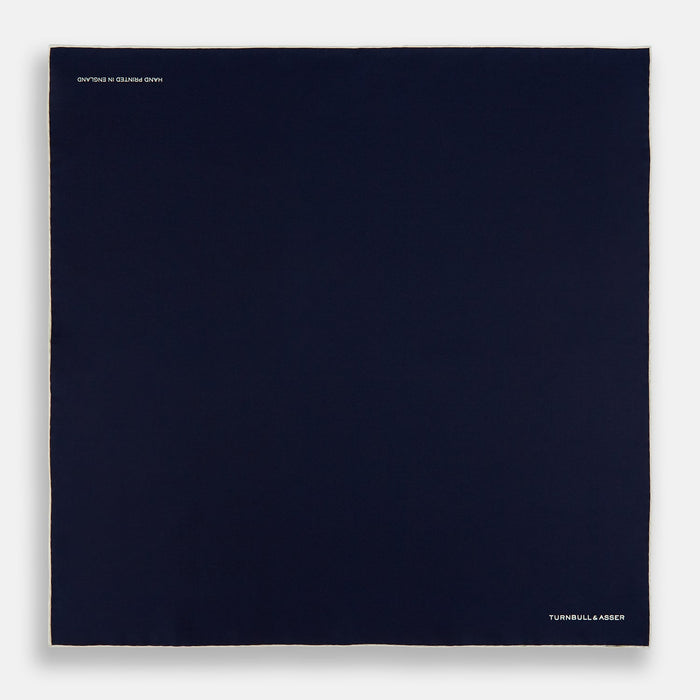 Dark Blue Piped Silk Pocket Square Image 3