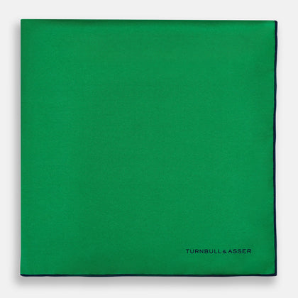 Green Piped Silk Pocket Square Image 2