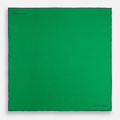 Green Piped Silk Pocket Square Image 3