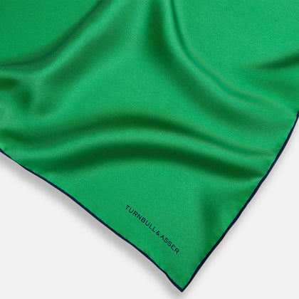 Green Piped Silk Pocket Square Image 1