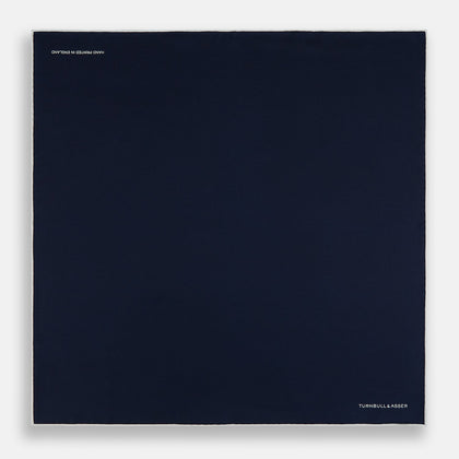 Midnight Blue Piped Silk Pocket Square Image 3
