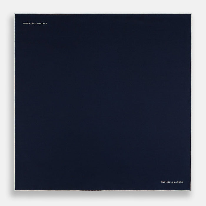 Midnight Blue Piped Silk Pocket Square Image 3