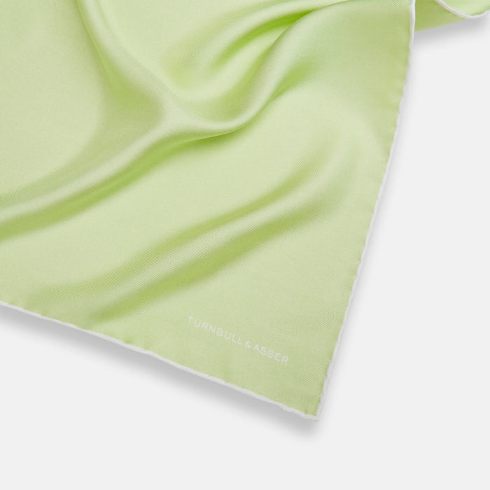 MINT AND ECRU PIPED SILK POCKET SQUARE Image 1