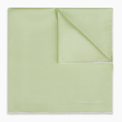 MINT AND ECRU PIPED SILK POCKET SQUARE Image 4