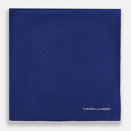 Royal Blue Piped Silk Pocket Square Image 2