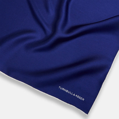 Royal Blue Piped Silk Pocket Square Image 1