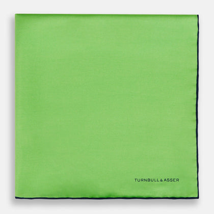 LIGHT GREEN AND BLACK PIPED SILK POCKET SQUARE Image 2