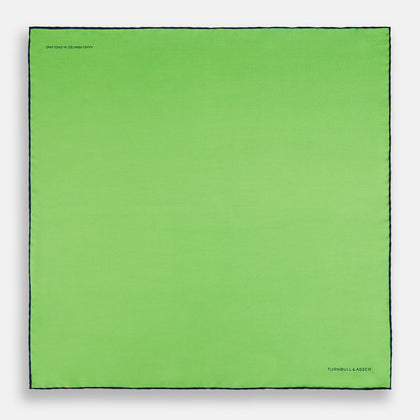 LIGHT GREEN AND BLACK PIPED SILK POCKET SQUARE Image 3