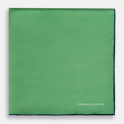 Fern Green Piped Silk Pocket Square Image 2
