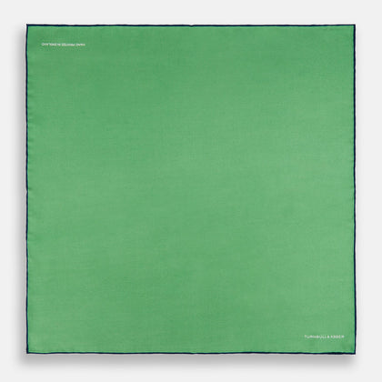 Fern Green Piped Silk Pocket Square Image 3