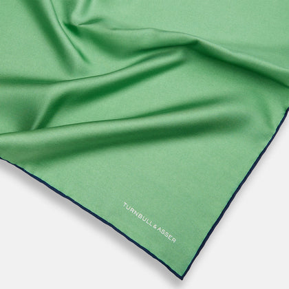 Fern Green Piped Silk Pocket Square Image 1