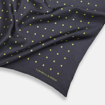 Grey and Lime Spot Silk Pocket Square Image 1
