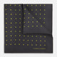 A grey and lime spot silk pocket square by Turnbull & Asser, featuring evenly spaced dots and the brand's logo in one corner—perfect for adding a stylish touch to formal attire.