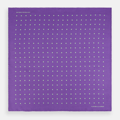 PURPLE AND MINT SPOT SILK POCKET SQUARE Image 3