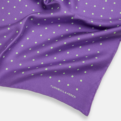 PURPLE AND MINT SPOT SILK POCKET SQUARE Image 1