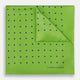The Turnbull & Asser Lime Green and Blue Spot Silk Pocket Square features evenly spaced blue dots and the brand’s text in the bottom right corner. One corner is folded to reveal the reverse, making it ideal for formal occasions.