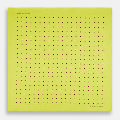 Chartreuse and Mauve Spot Silk Pocket Square Image 3