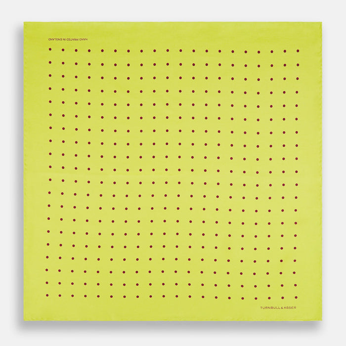 Chartreuse and Mauve Spot Silk Pocket Square Image 3