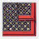 Dark Navy Floral Tile Silk Pocket Square OS