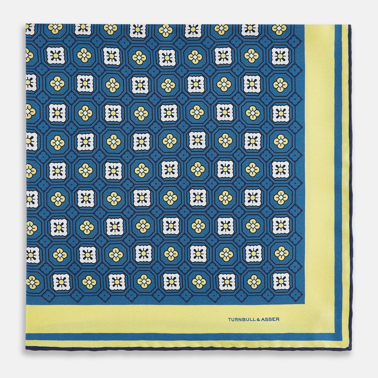View 3 of product Azzurro Floral Tile Silk Pocket Square OS