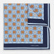 Blue Floral Tile Silk Pocket Square OS