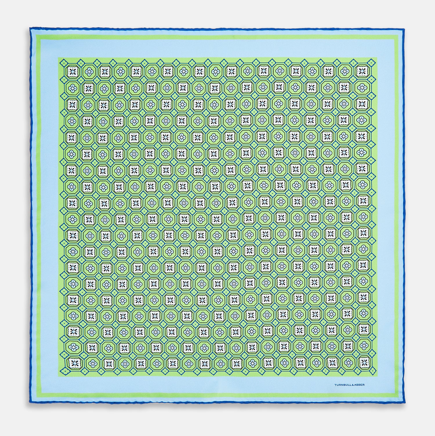 View 4 of product Fern Green Floral Tile Silk Pocket Square OS