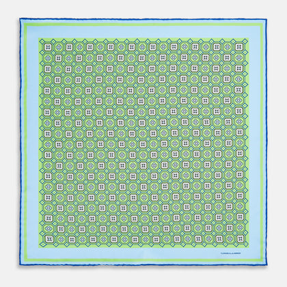 Fern Green Floral Tile Silk Pocket Square Image 3