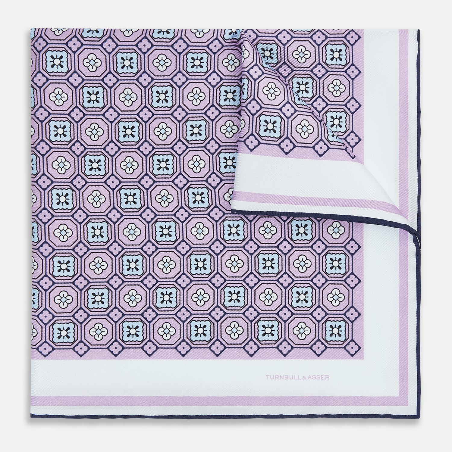View 1 of product Lilac Floral Tile Silk Pocket Square OS