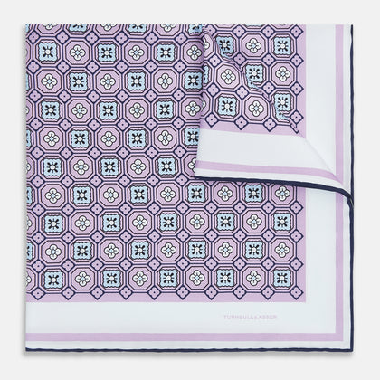 Lilac Floral Tile Silk Pocket Square