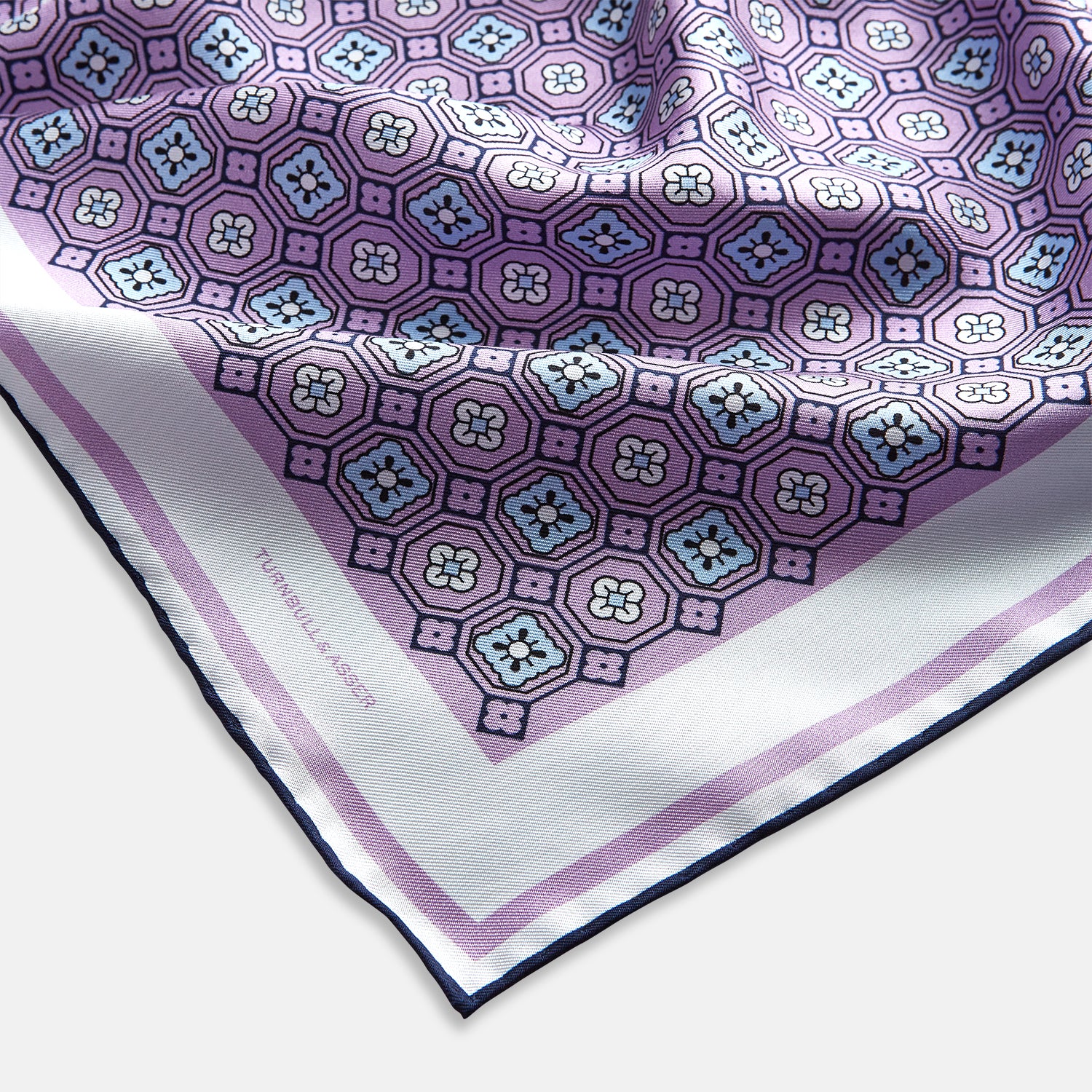 View 2 of product Lilac Floral Tile Silk Pocket Square OS