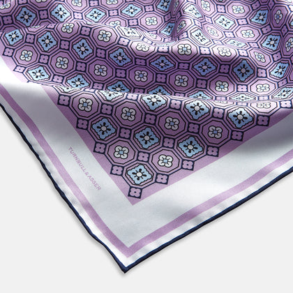 Lilac Floral Tile Silk Pocket Square Image 1