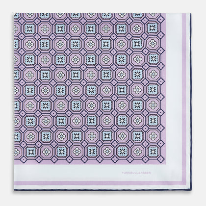 Lilac Floral Tile Silk Pocket Square Image 2