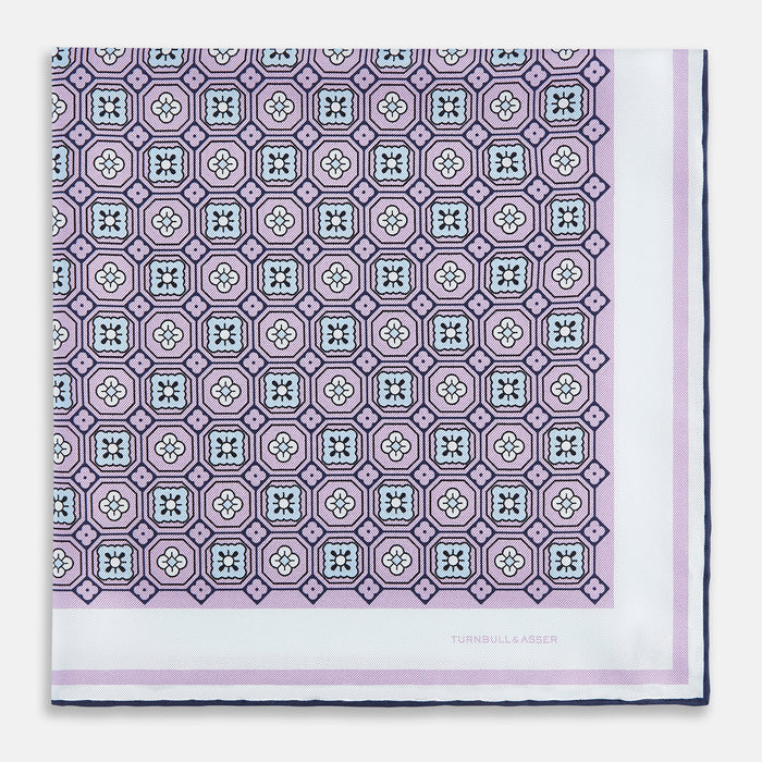 Lilac Floral Tile Silk Pocket Square Image 2