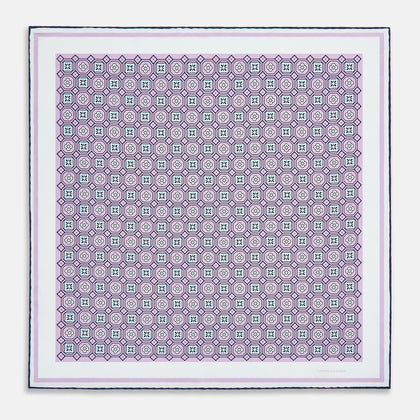 Lilac Floral Tile Silk Pocket Square Image 3