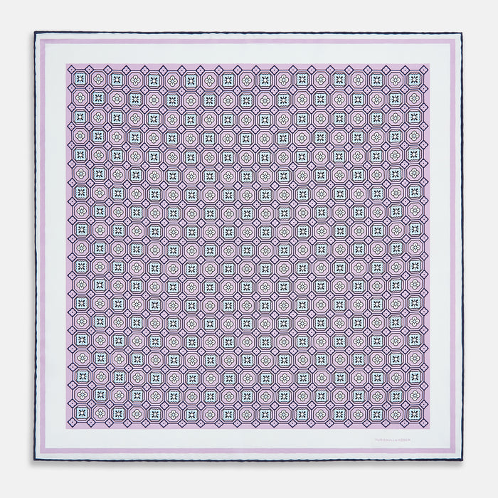Lilac Floral Tile Silk Pocket Square Image 3