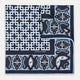 Navy Square-Patterned and Paisley Patterned Silk Pocket Square OS