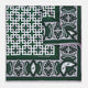 Forest Green Square-Patterned and Paisley Patterned Silk Pocket Square OS