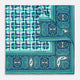 Turquoise Square-Patterned and Paisley Silk Pocket Square OS