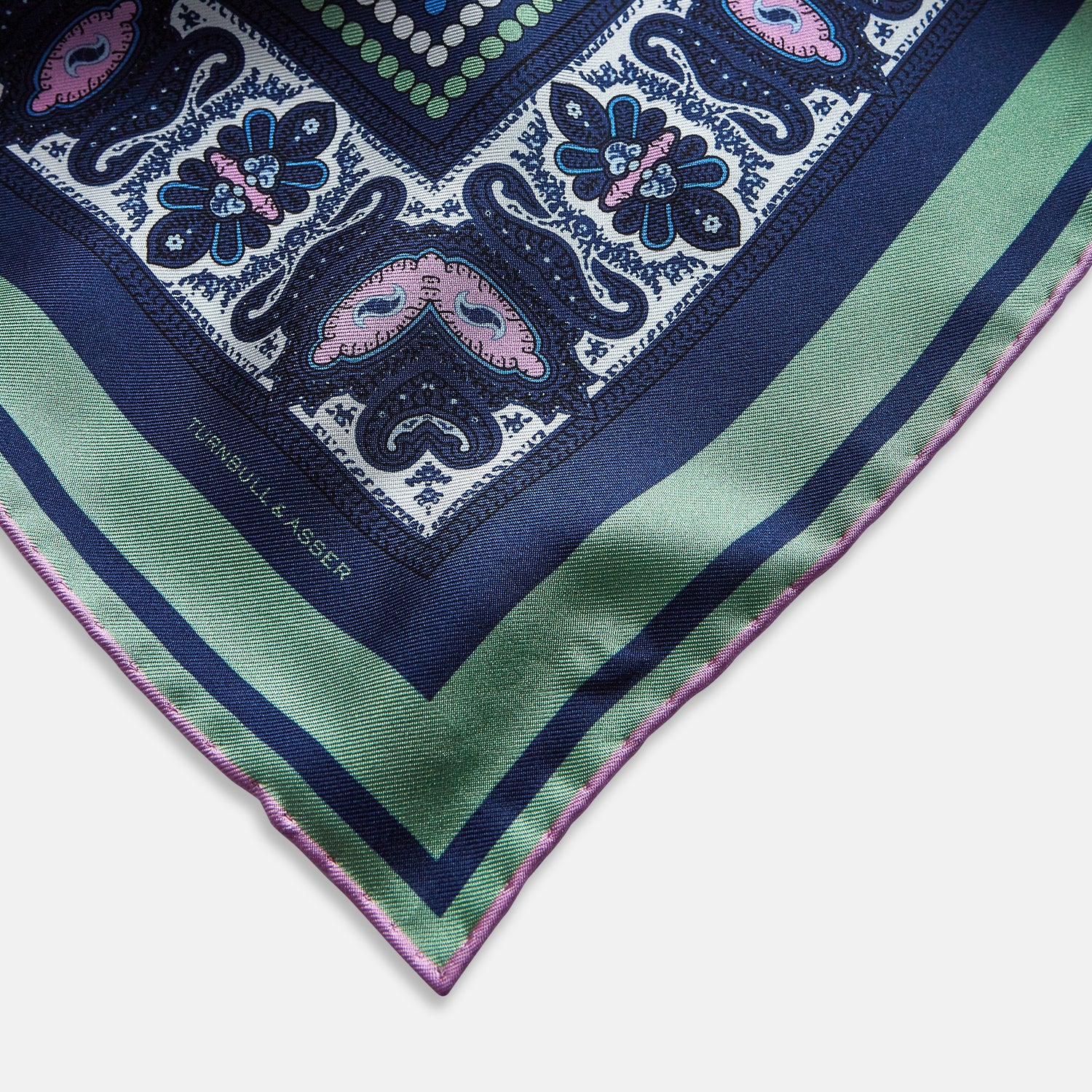 View 2 of product Oxford Blue Dots and Paisley Silk Pocket Square OS