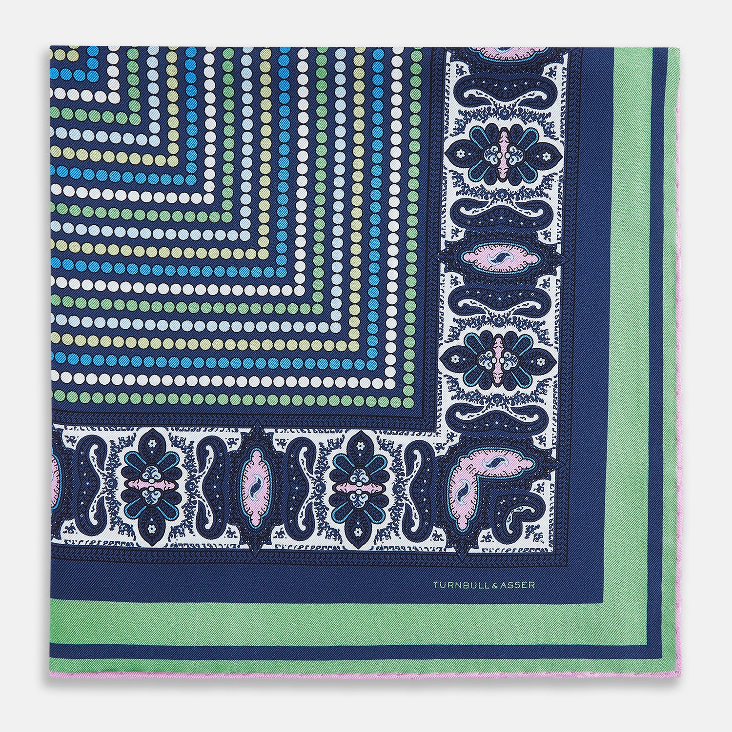 View 3 of product Oxford Blue Dots and Paisley Silk Pocket Square OS