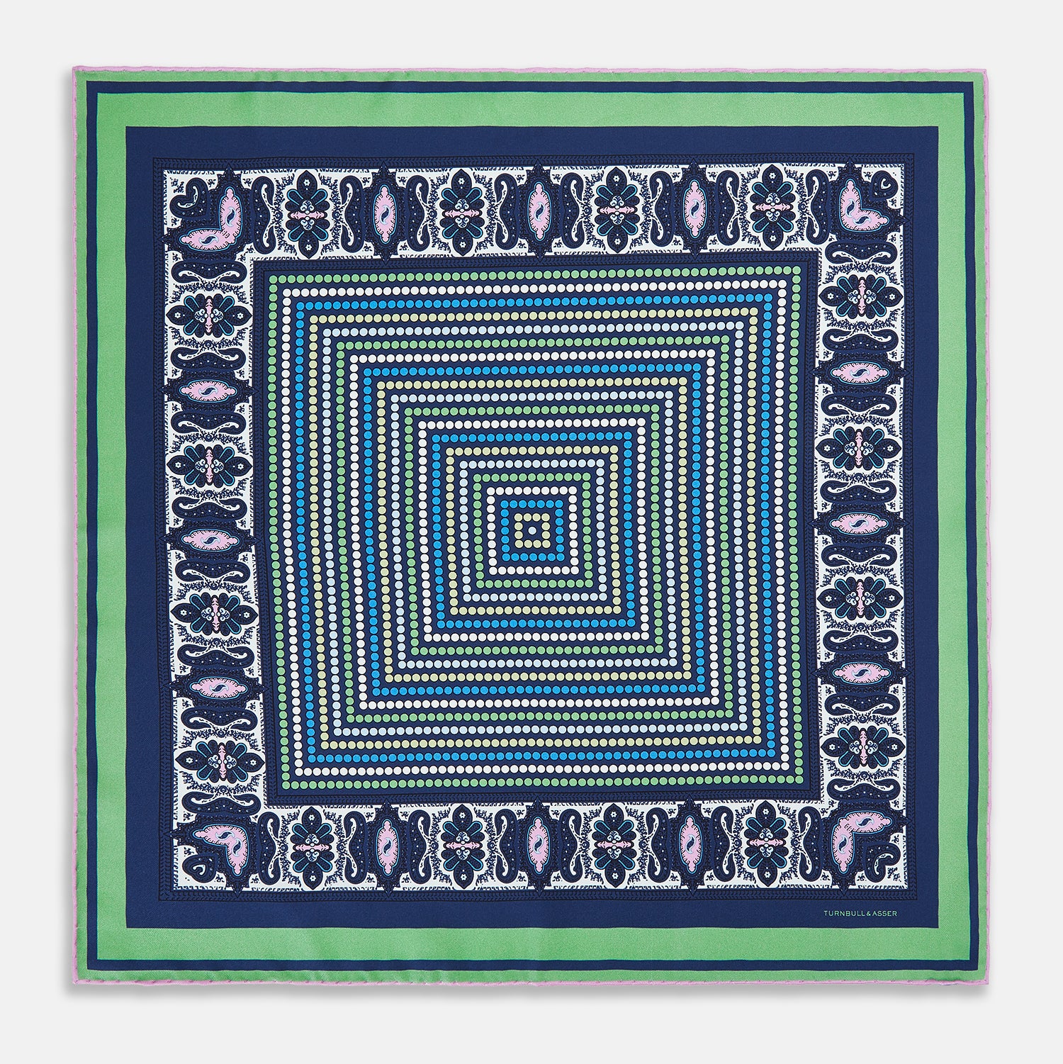 View 4 of product Oxford Blue Dots and Paisley Silk Pocket Square OS