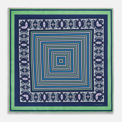 Oxford Blue Dots and Paisley Silk Pocket Square Image 3