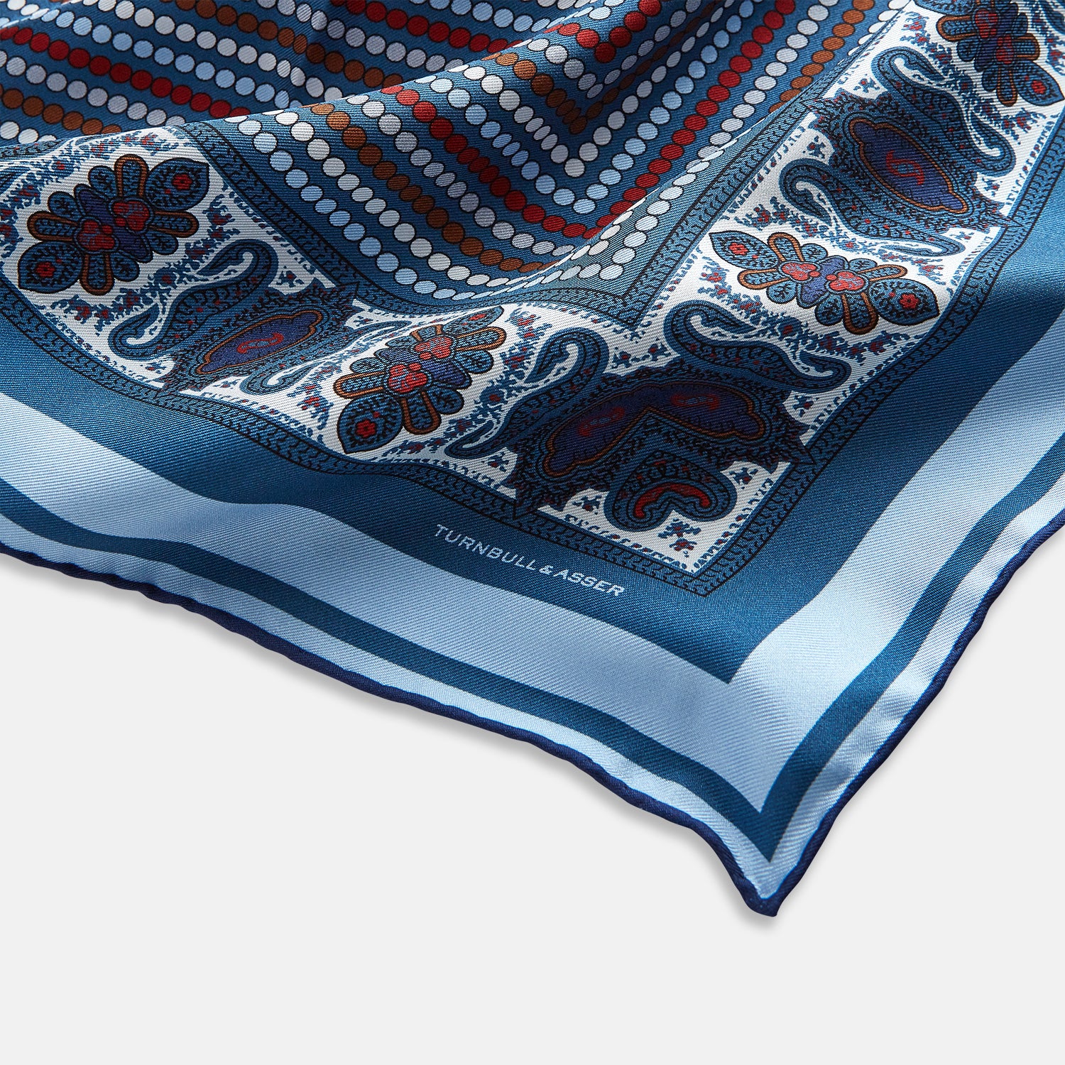 View 2 of product Blue Bonnet Dots and Paisley Silk Pocket Square OS