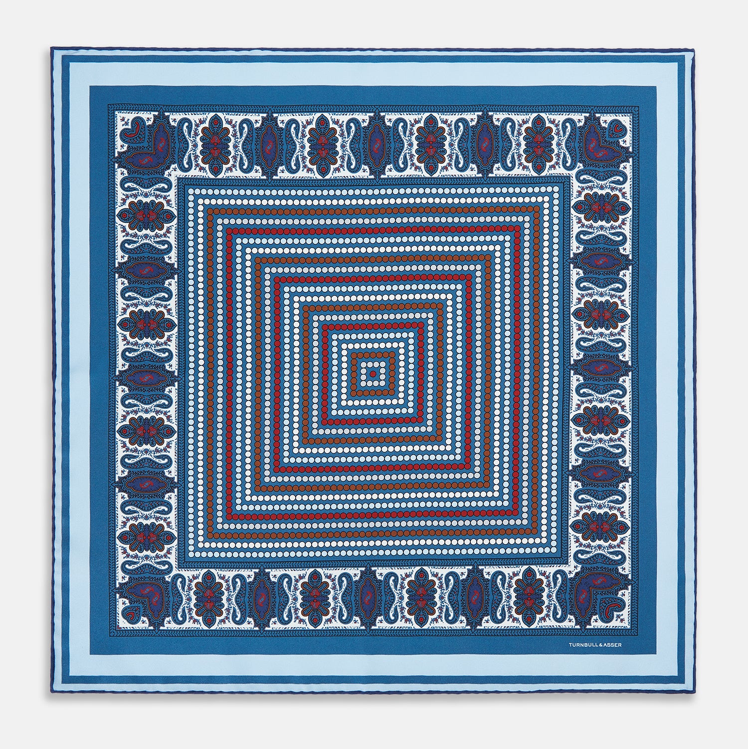 View 4 of product Blue Bonnet Dots and Paisley Silk Pocket Square OS