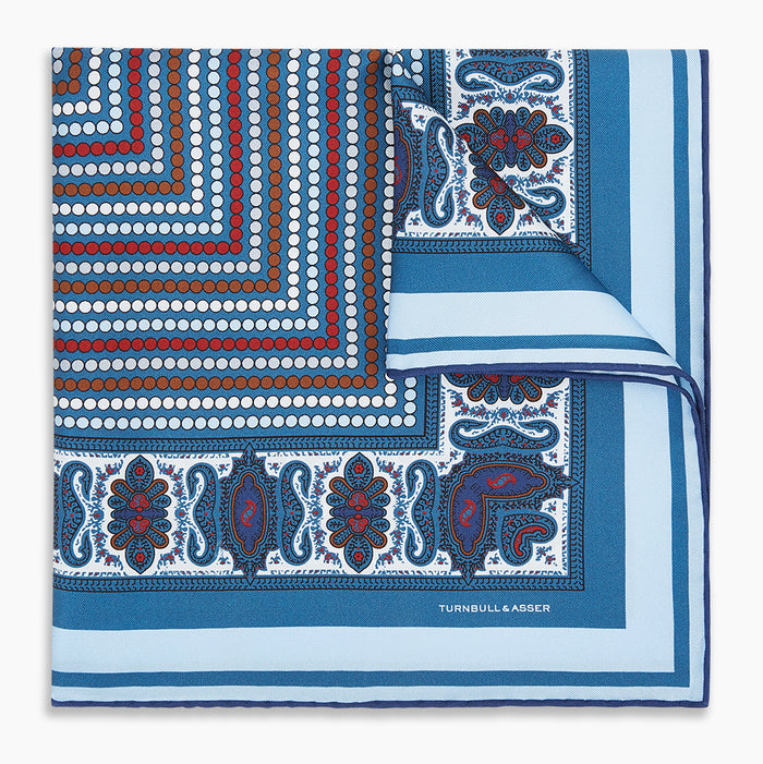 Blue Bonnet Dots and Paisley Silk Pocket Square Image 4