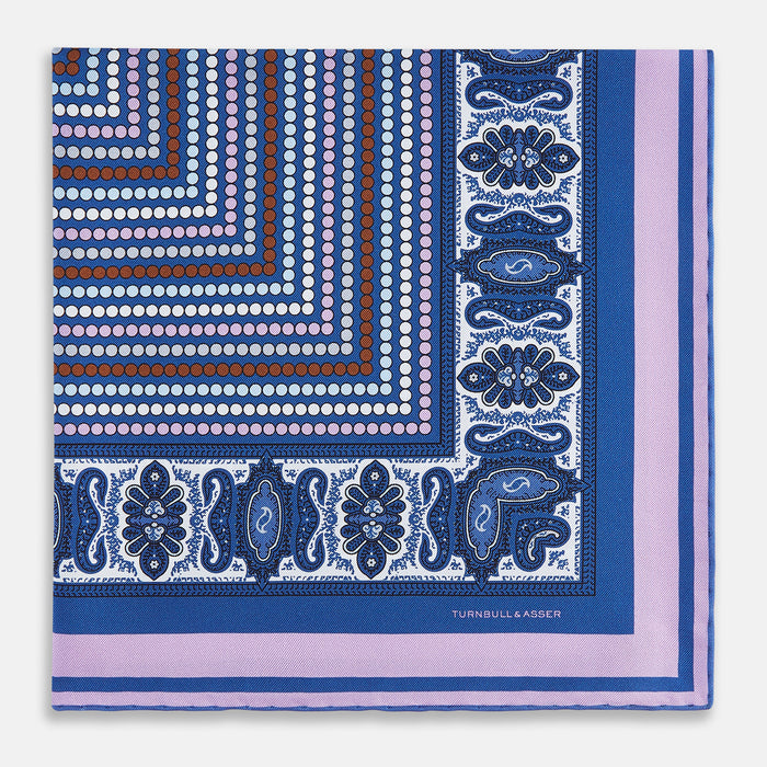 Azzurro Dots and Paisley Silk Pocket Square Image 2