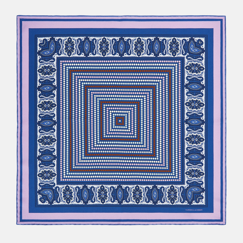 Azzurro Dots and Paisley Silk Pocket Square OS