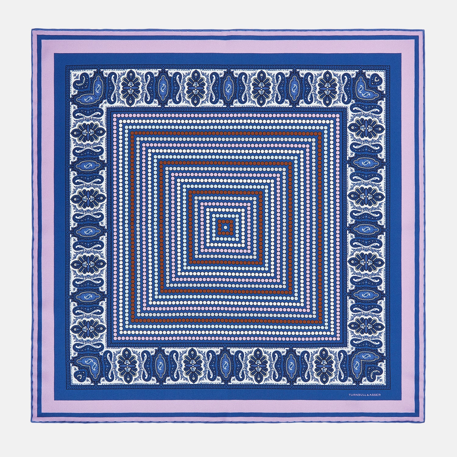 View 4 of product Azzurro Dots and Paisley Silk Pocket Square OS