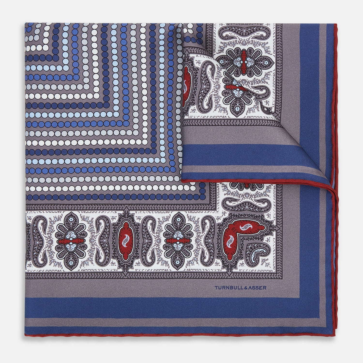 View 1 of product Ash Dots and Paisley Silk Pocket Square OS